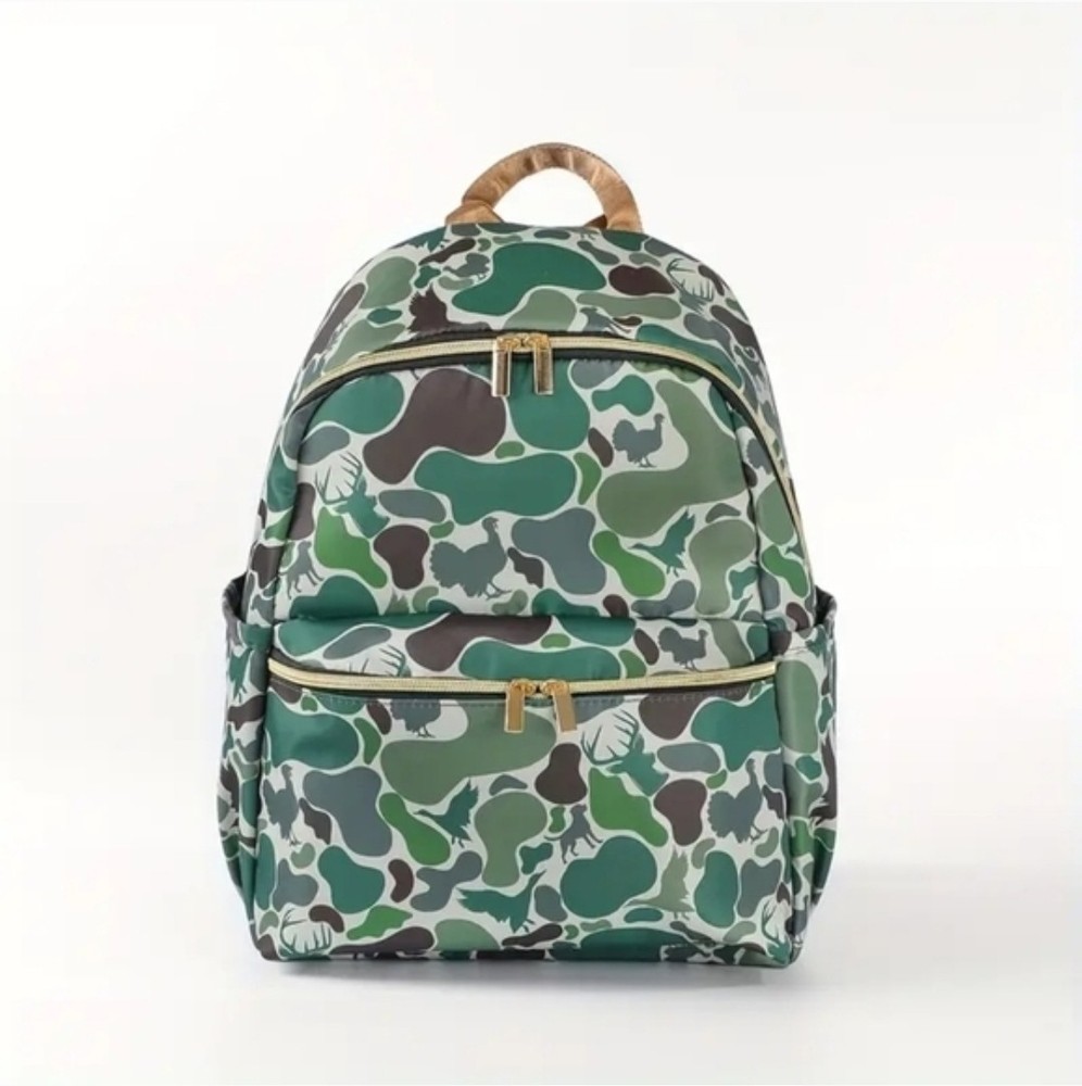 Camo Backpack with Deer Turkey Ducks Labrador Hunting