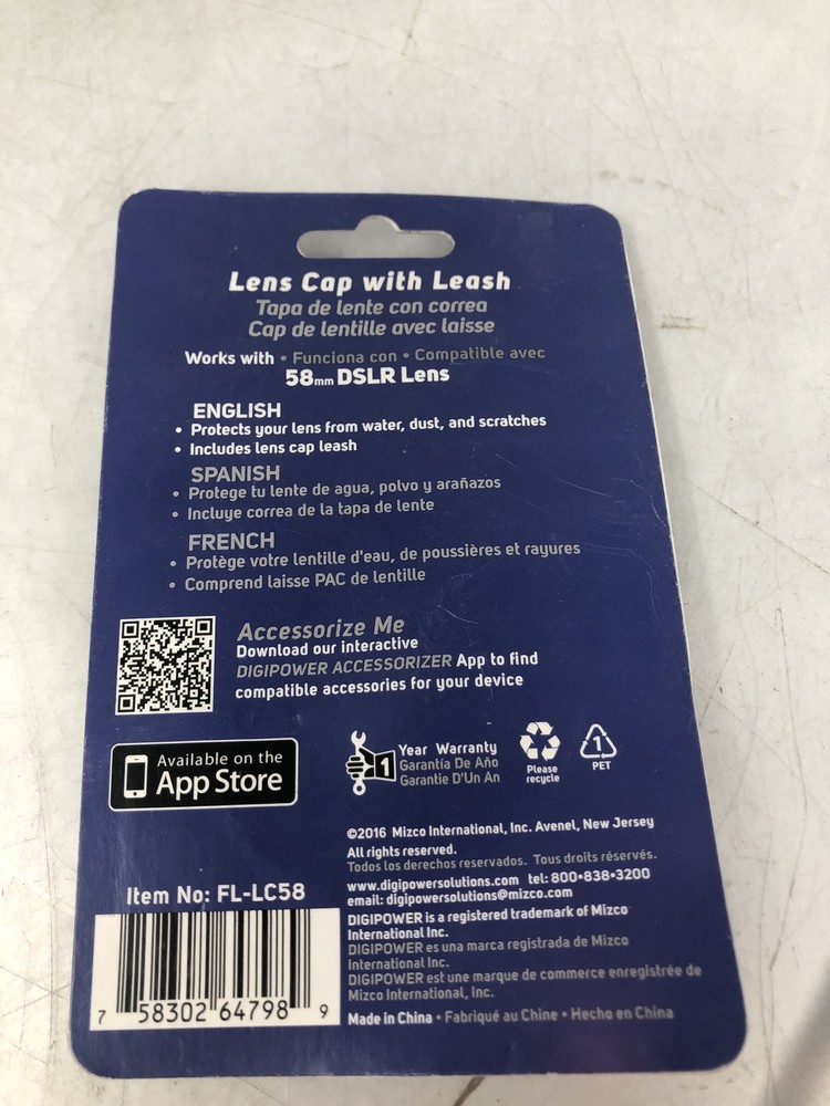 DIGIPOWER 58mm DSLR Lens Cap with Leash 4X,Black