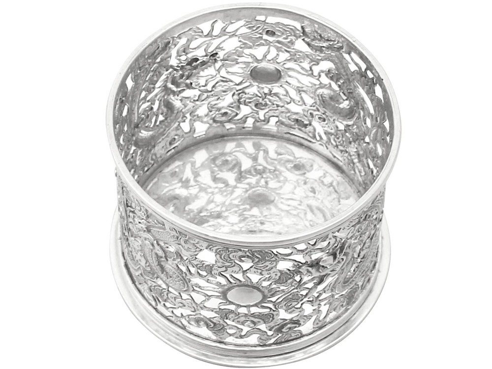 Chinese Export Silver Bottle Coaster - Antique Circa 1900