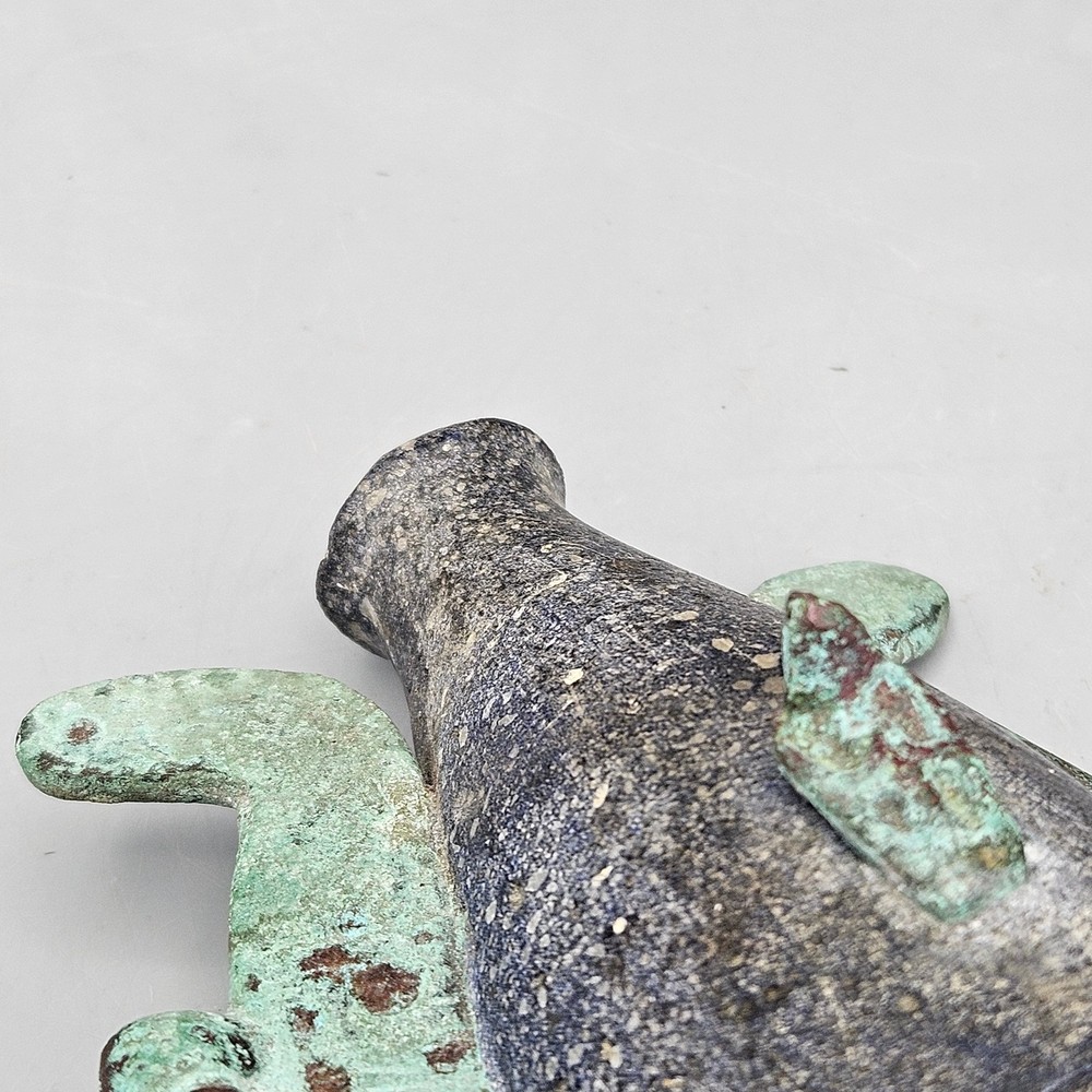 Egyptian Cast Stone and Bronze Osiris Head