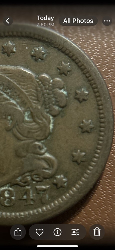 1847 Braided Hair Large Cent Penny