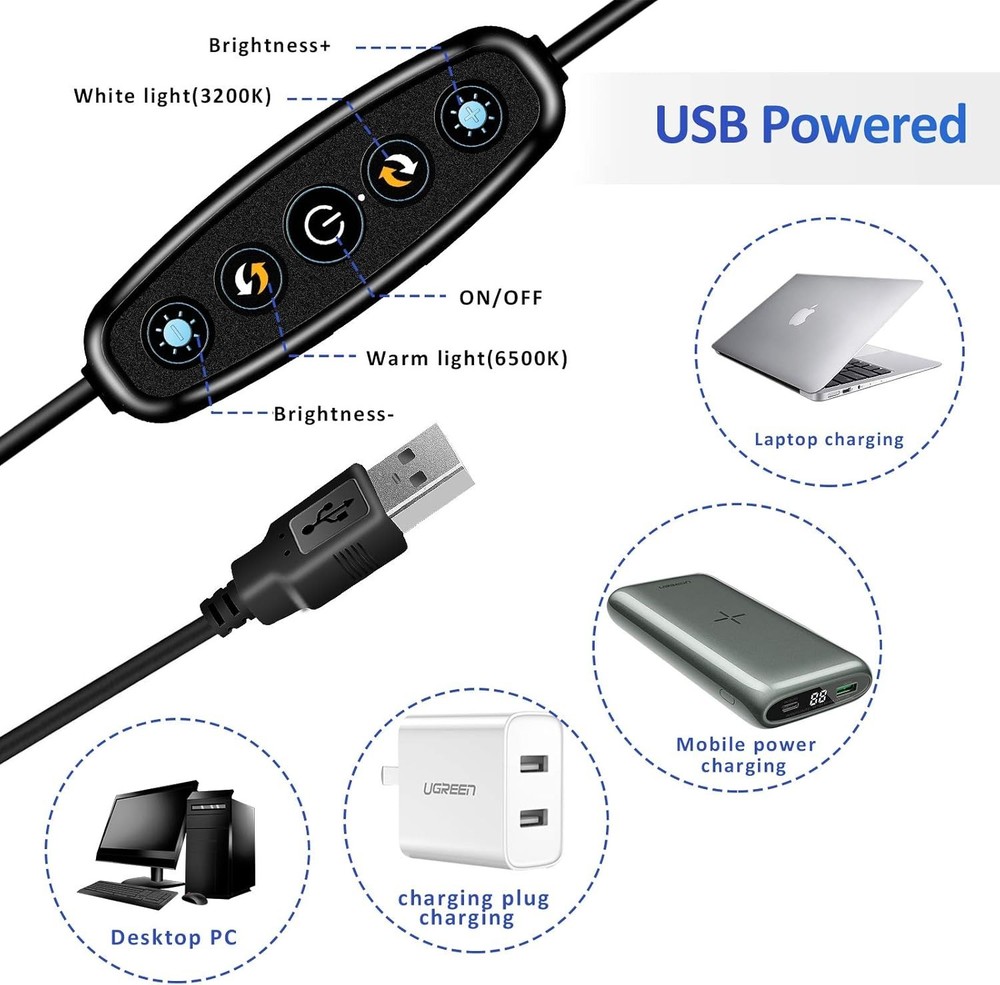 USB Clip-On Ring Light for Video Conferencing: Adjustable Brightness & Color