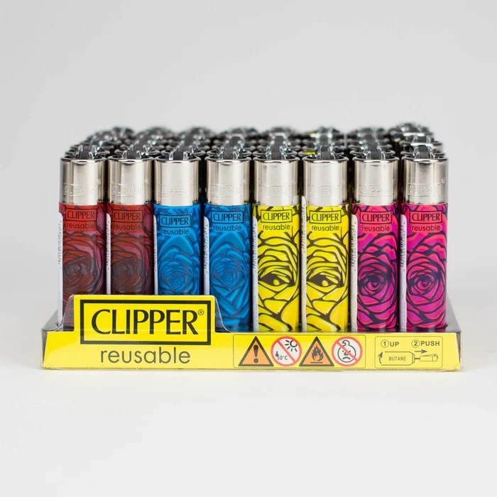CLIPPER – Roses Design – Eliments Refillable Lighters (Value Pack of 48)