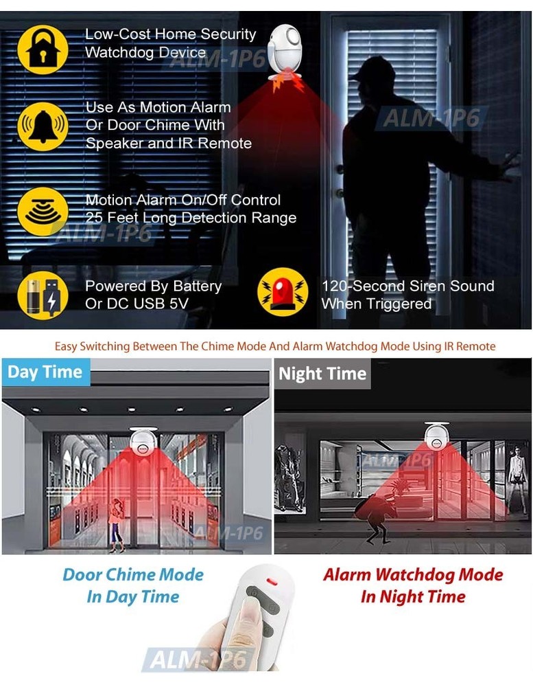 Wireless Motion Sensor Alarm W/ IR Remote 125dB Siren Perimeter Security System