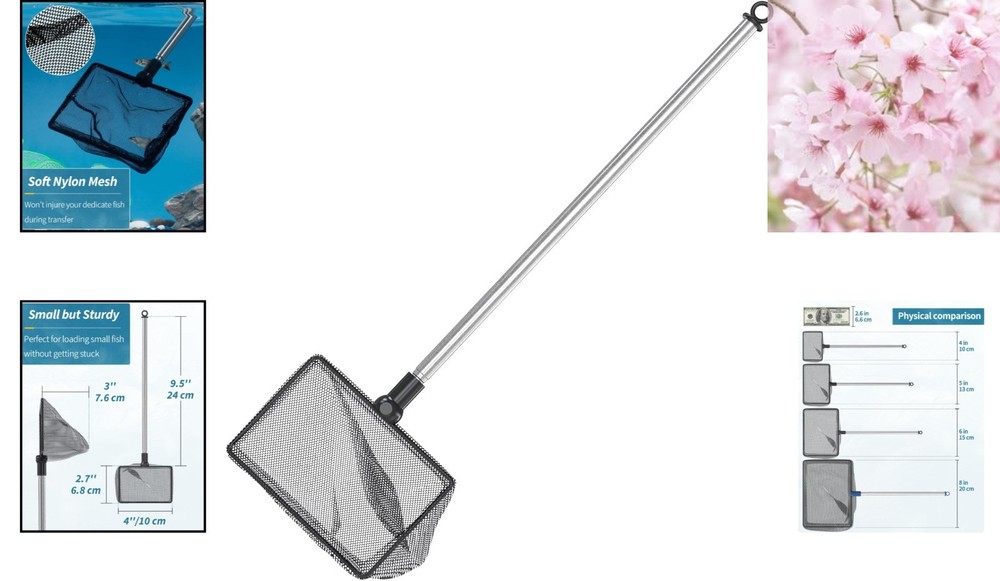 Versatile Fish and Debris Net with Telescopic Handle - 4 Inch Square Design
