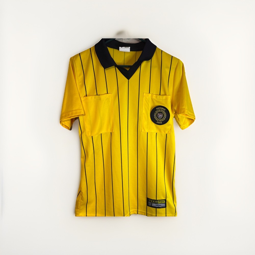 2008 U.S. SOCCER Federation Referee PROGRAM Yellow Black Striped Ref Shirt Small