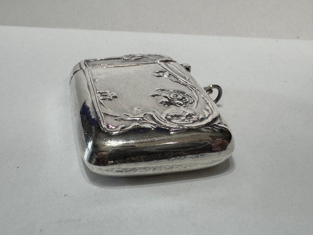 Antique Sterling Silver Repousse Rectangular Etui Art Nouveau for Chatelaine