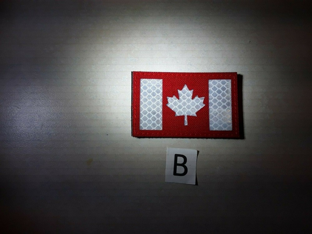 1 pc REFLECTIVE CANADA FLAG Emb patch 3-1/8x2" HOOK back