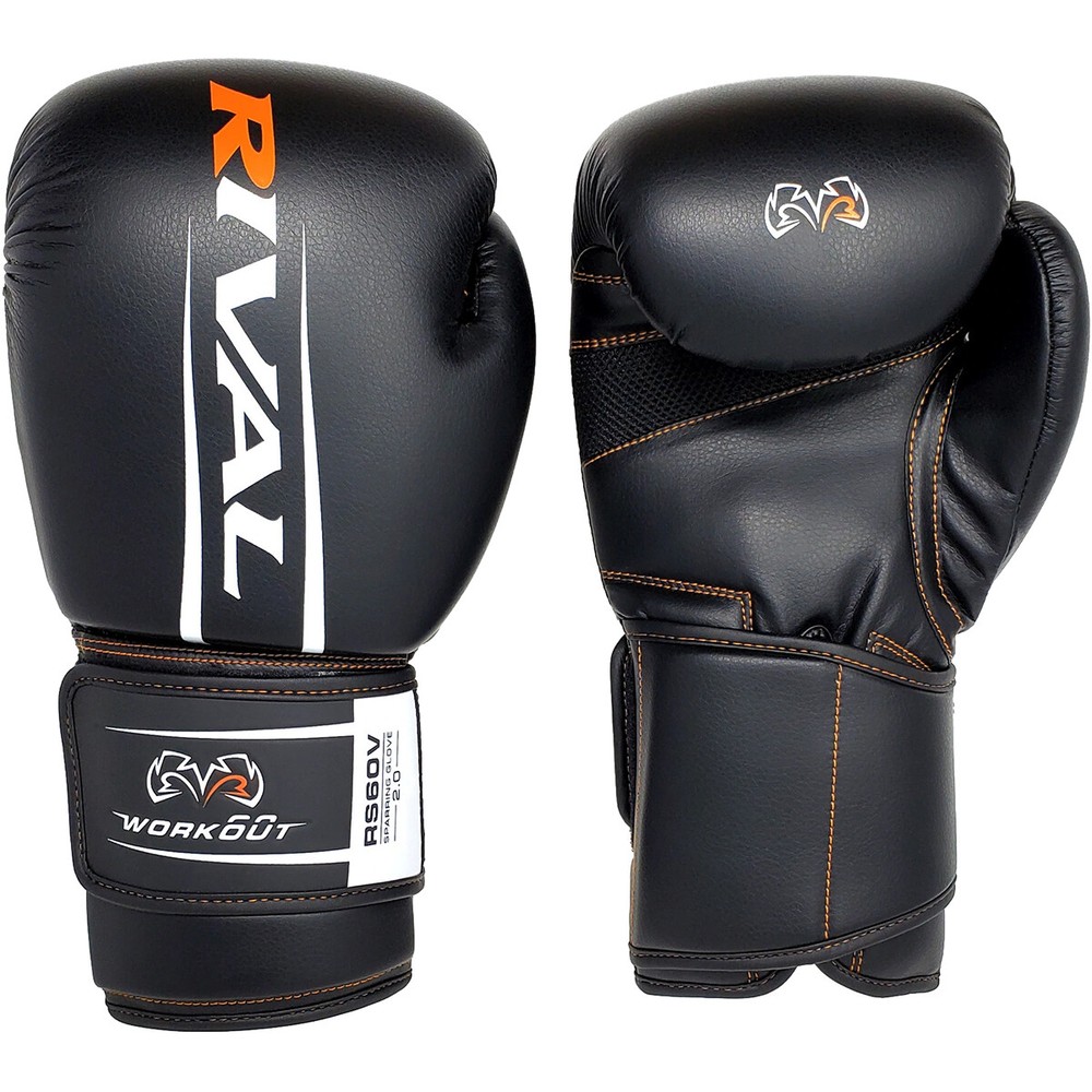 Rival Boxing RS60V Workout Hook and Loop Sparring Gloves 2.0 - Black