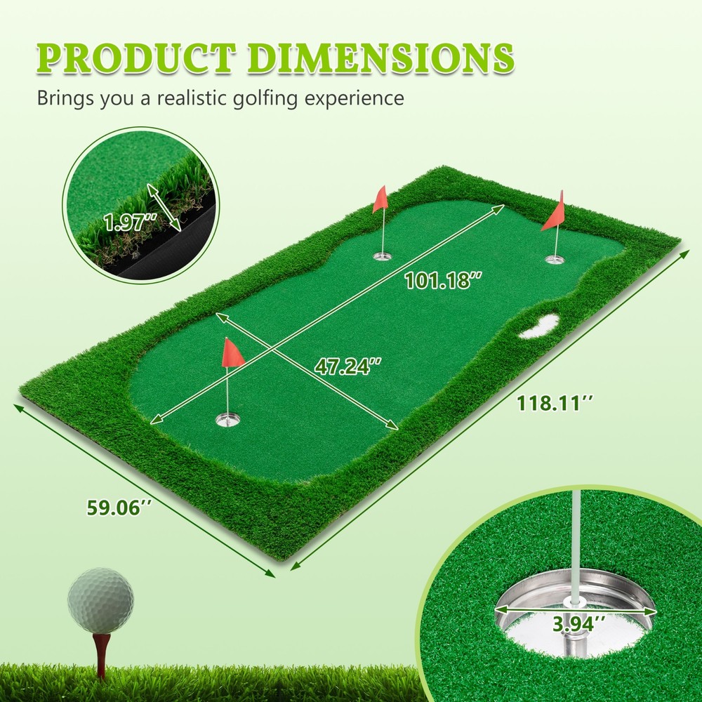10 x 5 ft. Large Professional Golf Training Mat Swing Putting Green Practice