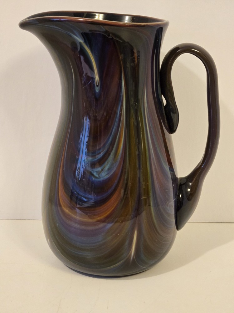 Hand Made Blown Art Glass Pitcher Signed