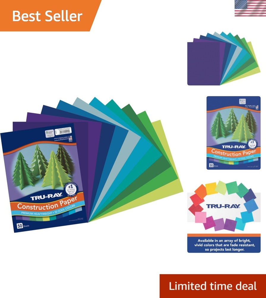 Durable 9x12 Cool Color Construction Paper - 50 Pack for Crafts & Projects