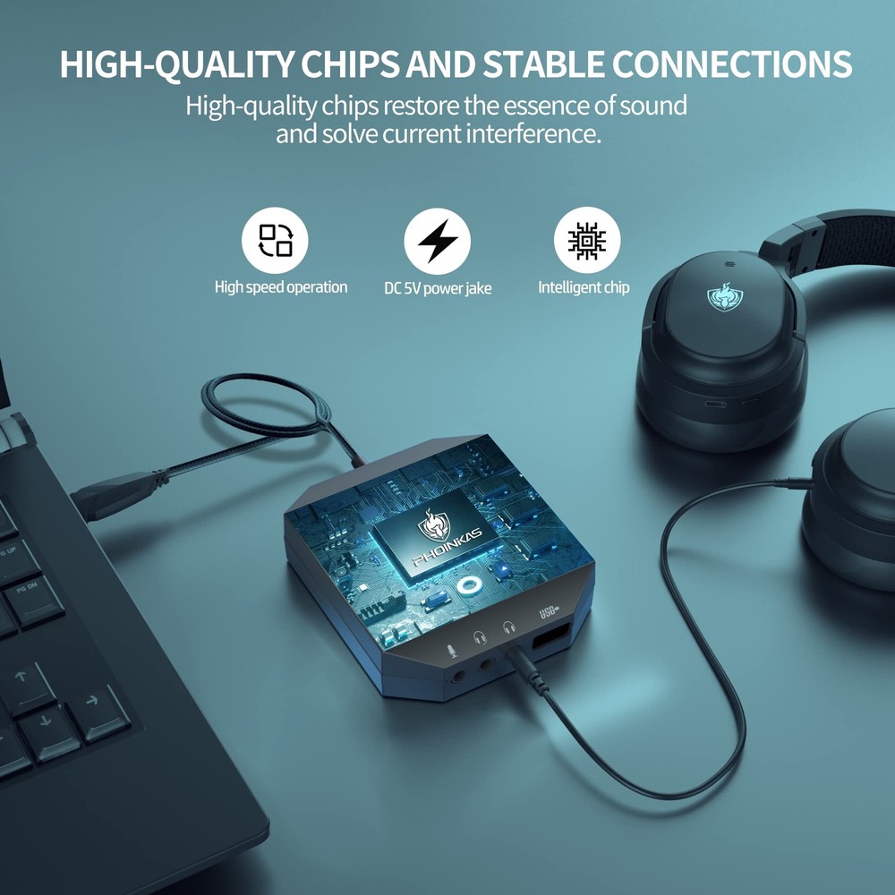 T10 External Sound Card USB Audio Adapter PC Windows Mac Linux Stereo 3.5mm