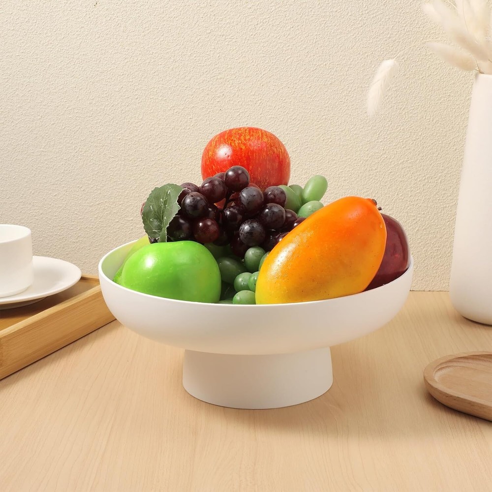 Plastic Footed Bowl Decorative Pedestal Bowl for Table Decor, Kitchen Counter