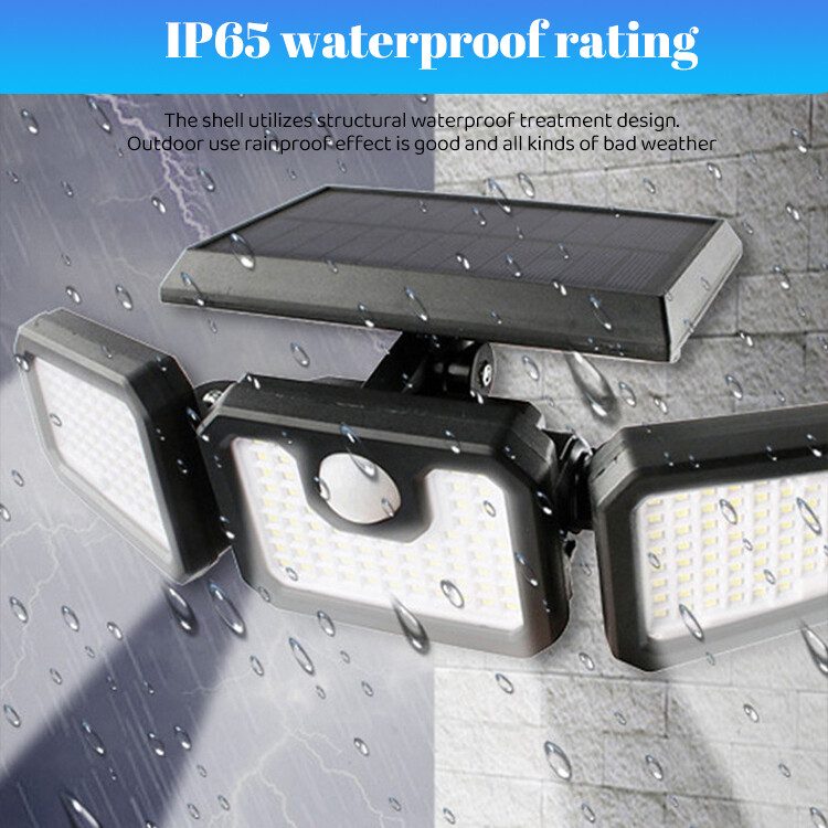 2 Pack 74LED Solar Lights Outdoor Waterproof Motion Sensor Security Lamp 3 Head