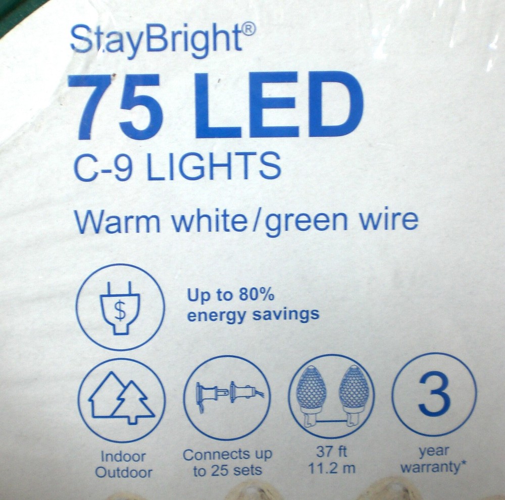 GE StayBright 75-Count 37ft Warm White C9 LED Christmas Wedding String Light