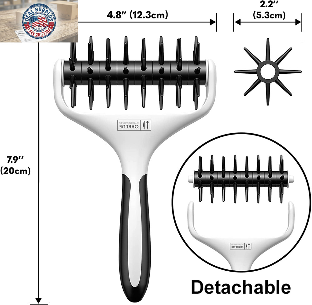 Pizza Dough Docker Pastry Roller with Spikes, Pizza Docking Tool for Home & Comm