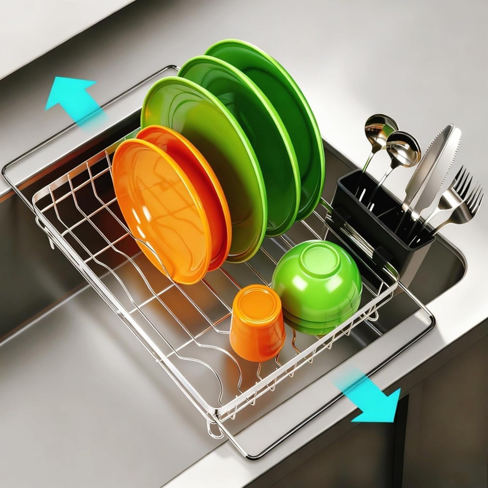 Dish Drying Rack Space-Saving Dish Racks Kitchen Counter Rustproof Drying Rack
