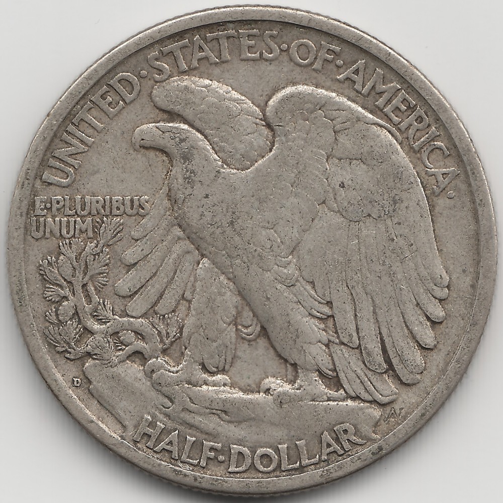 1918 D Walking Liberty Half Dollar, VF-VF+
