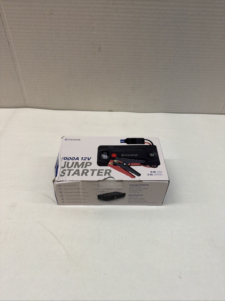 Traverse Smart 12V Car Jump Starter with LCD Display 1000A-JS - Black