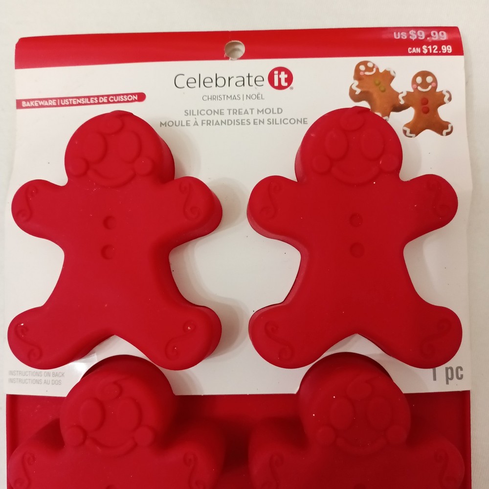 New Celebrate It Gingerbread Man Silicone Baking Mold Makes 6