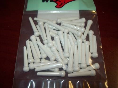 NEW - White Plastic Bridge Guitar Pins - 50 Pieces