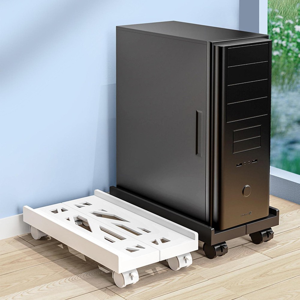 Computer Tower Stand Adjustable Mobile Computer CPU Holder Telescopic