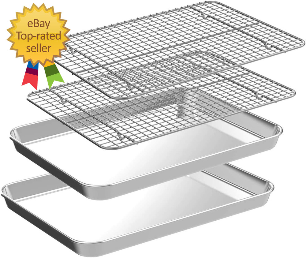 Quarter Sheet Pan with Cooling Rack Set Baking Sheets + 2 Baking Stainless Steel