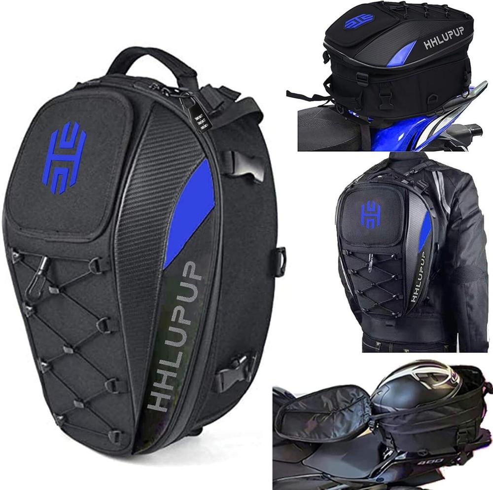 Motorcycle Tail Bag Seat Helmet with Password Lock - Motorcycle Backpack - 38...