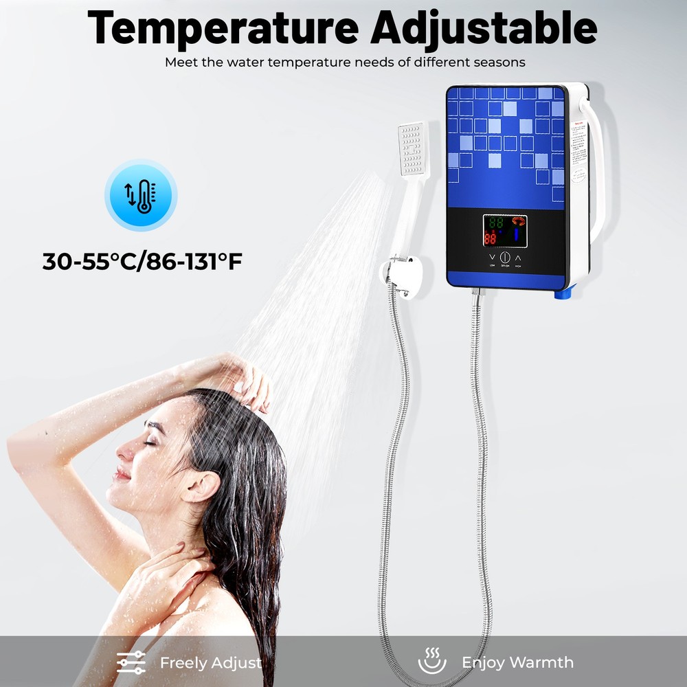 4500W 110V Electric Tankless Hot Water Heater Instant On Demand Bathroom Shower