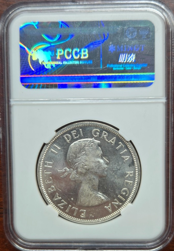 1963 Canada Silver (.800) Dollar • MS-63 • Rotated Die • CUSTOM SLAB