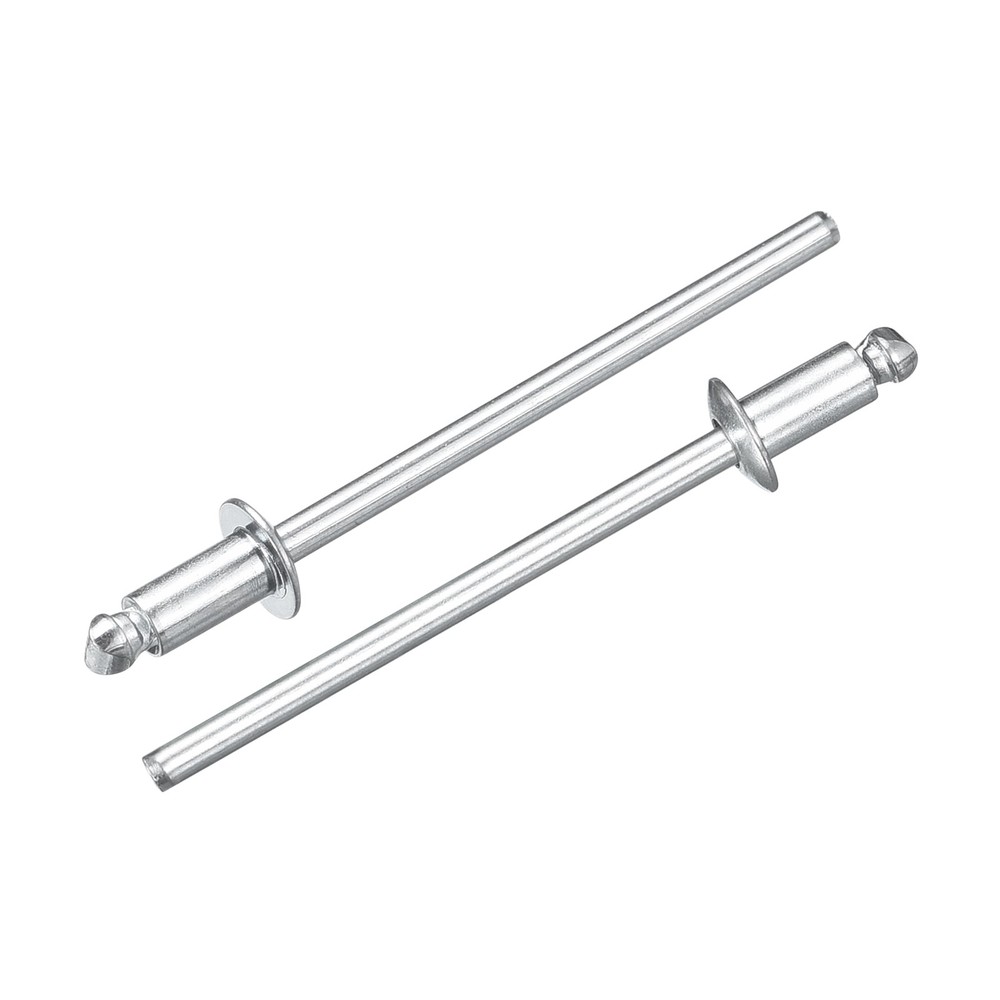 60Pcs 1/8"x1/4" Aluminum Open-End Dome-Head Blind Rivets, Silver