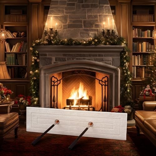 Wool Fireplace Draft Stopper with Adjustable Pole - Chimney Flue Seal Tool 35x13