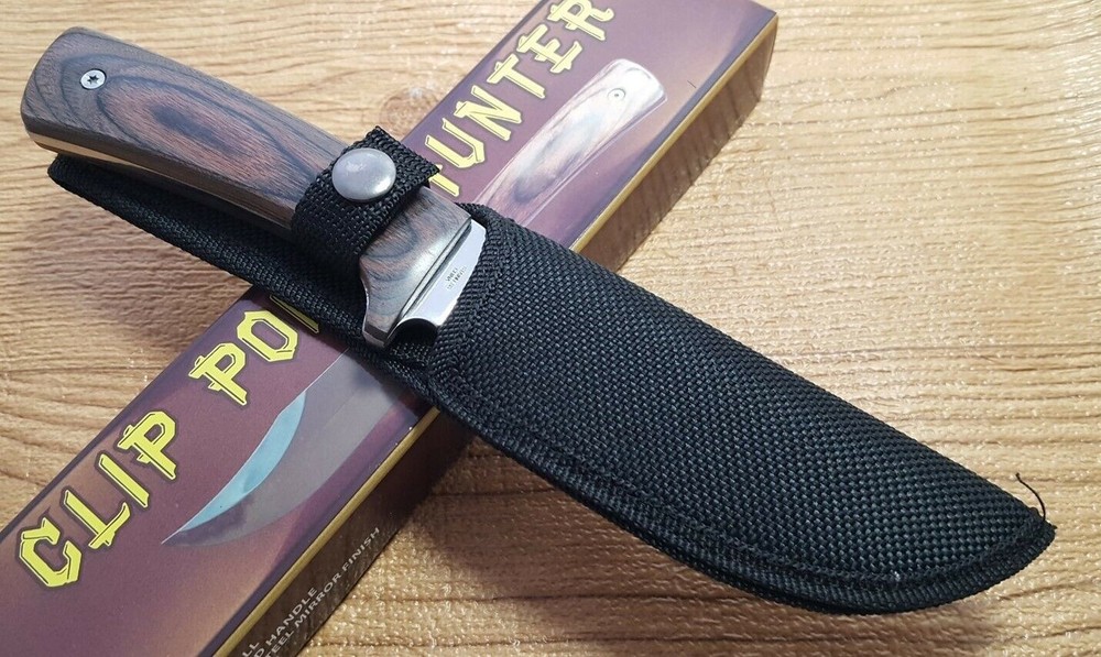 Clip Point Hunter Fixed Blade Knife w/ Nylon Sheath Belt Loop Rite Edge 5" Blade