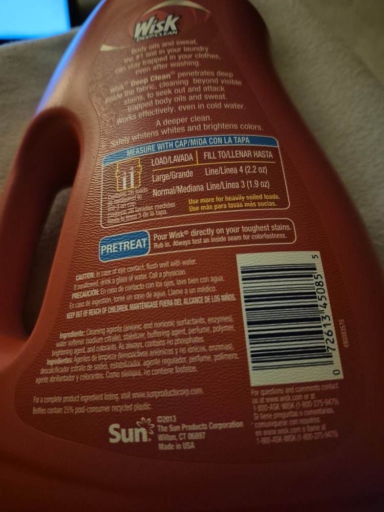 Wisk Deep Clean HE Laundry Detergent Plus OXI Complete 26 Loads 50oz