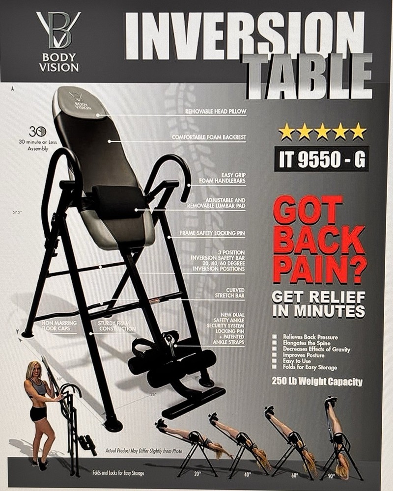Body Vision IT9550 Deluxe Inversion Table with Headrest in the Box!