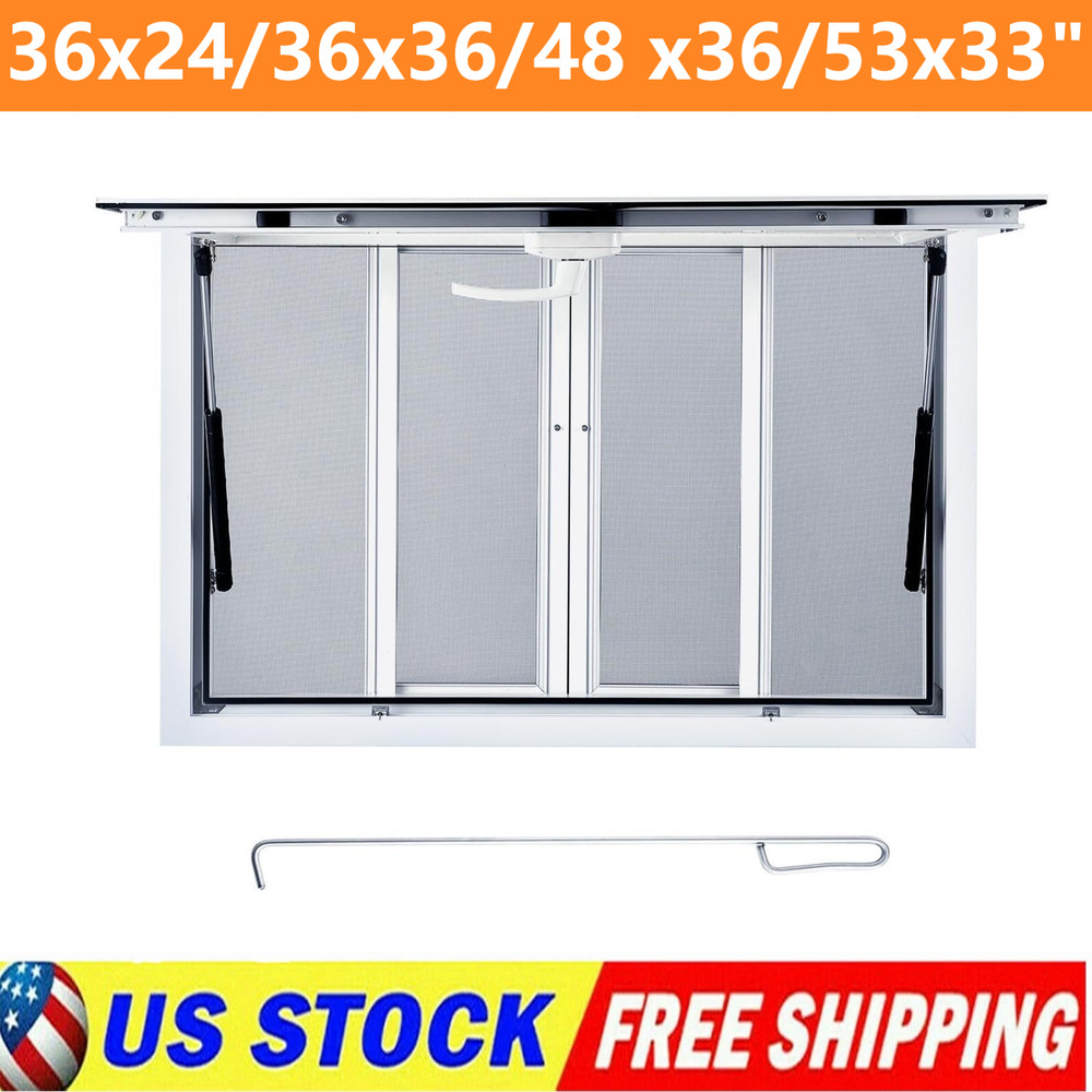 Concession Stand Food Trucks Serving Window with Sliding Screen Windows & Awning