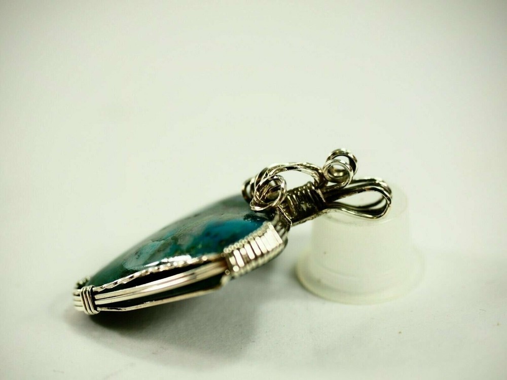 Artisan Wire Wrap Malachite after Silica Chrysocolla Pendant