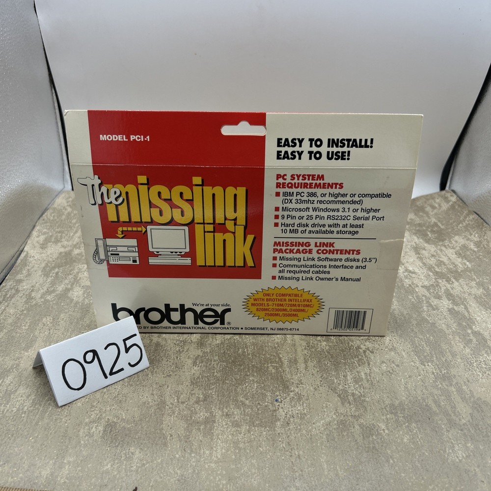Vintage Brother Missing Link Model PCI-1 Modem Scanner Printer Software 1994