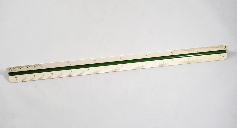 Faber Castell Triangular Engineering Ruler w/ Green Box 883/72 Germany Vintage