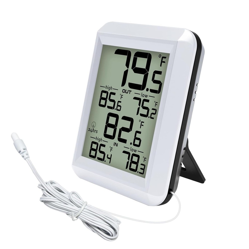 Digital LCD Thermometer for Home and Office - Wired, Waterproof, Compact Design