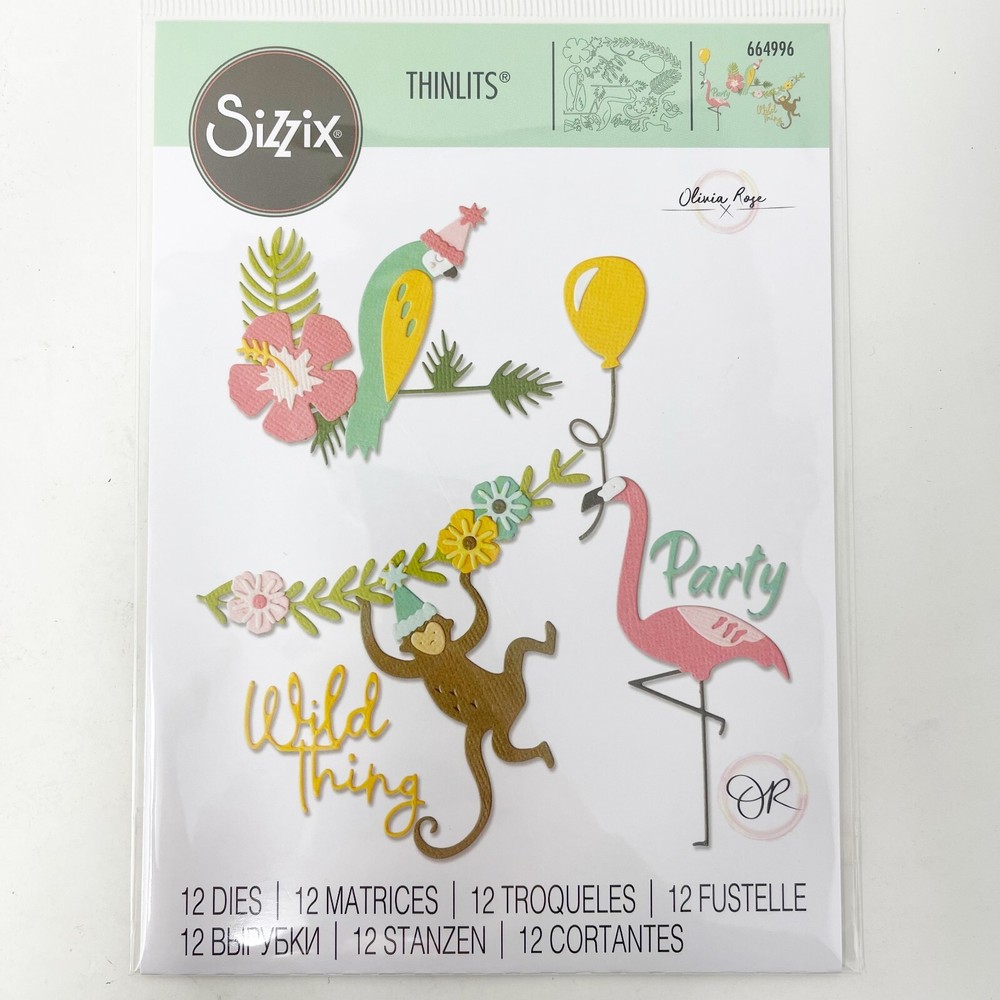 Sizzix Thinlits Summer Vacation Party Cutting Dies Bundle 3-D Impresslits Seals