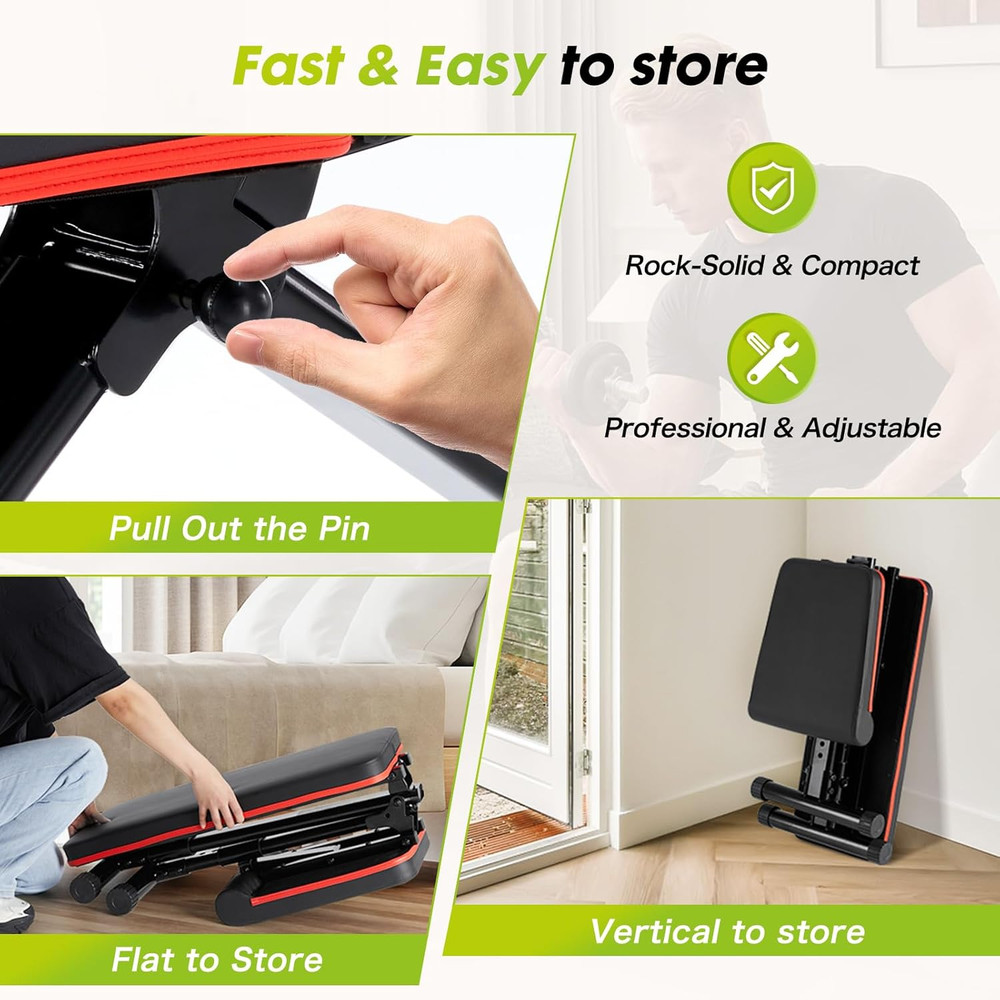 Adjustable Weight Bench for Full Body Strength Training, Foldable Workout Bench