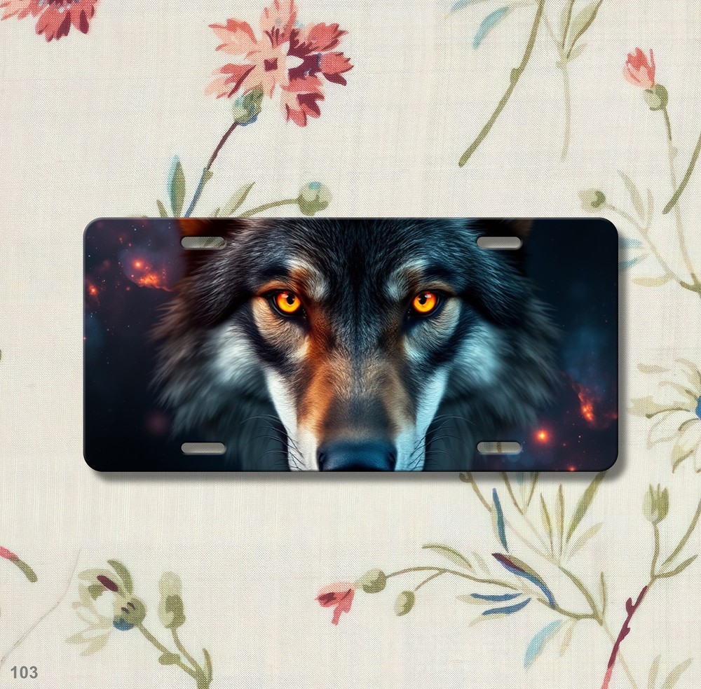 Intense Wolf License Plate Your Text Car Tag Unique Gift