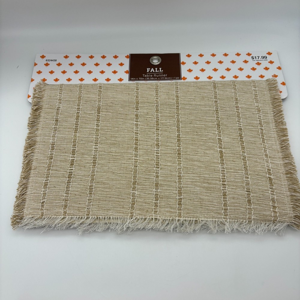 Brother Sister Design Studio Natural & Orange Drop Needle Woven Table Runners