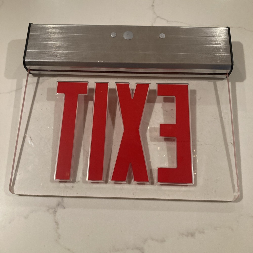 LED Edge Lit Exit Sign Acrylic Red Letters *Does Not Light Up*
