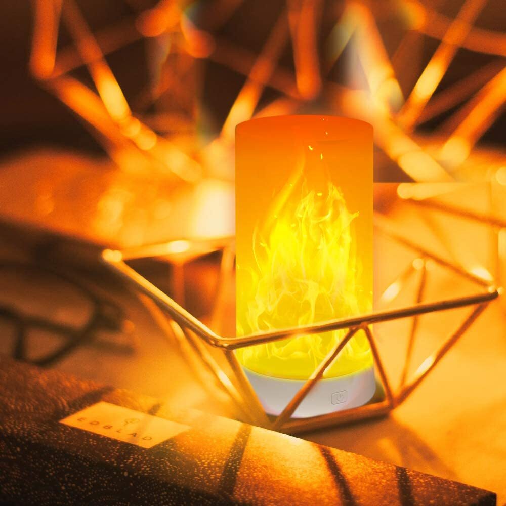 LED Flame Effect Light Flame Lamp 4 Mode USB Rechargeable Fire Light Lantern