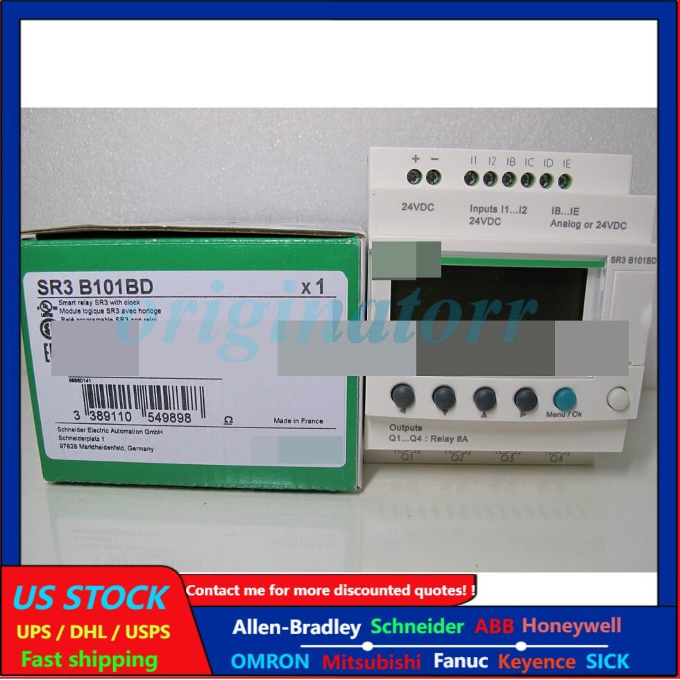 Brand New Schneider SR3B101BD SR3 Logic Controller with Real Clock Free Shipping