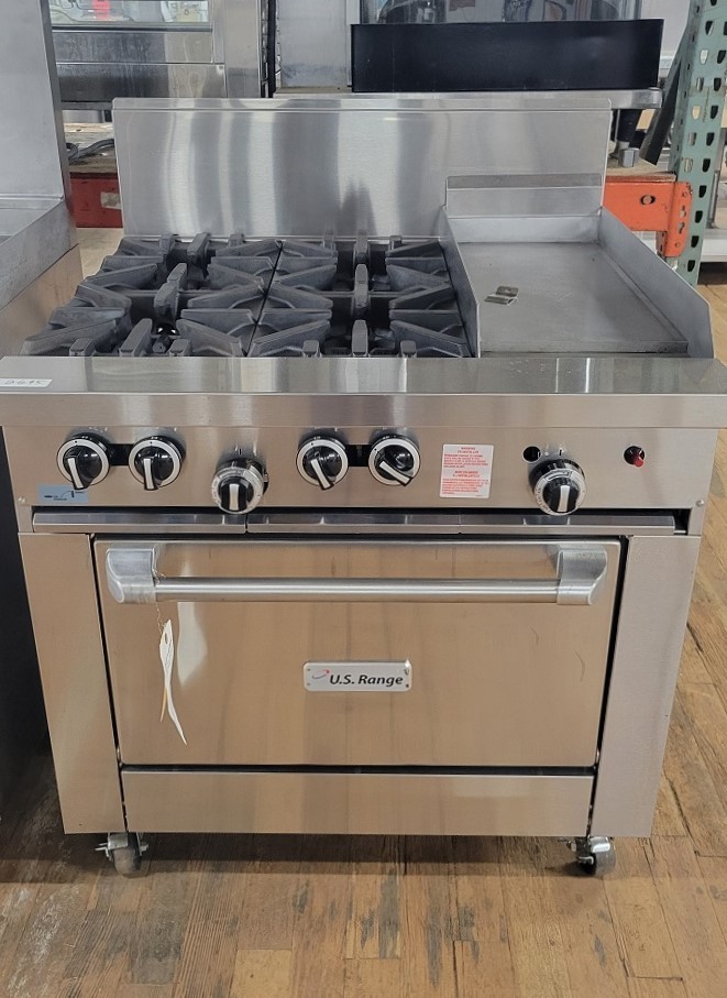 US RANGE 4 BURNER 12" GRIDDLE STANDARD OVEN