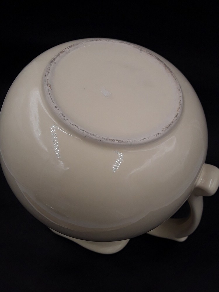 Vintage Stoneware Water Pitcher Orange Flowers